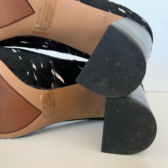 Franco Sarto Leather Cow Hair Black and White 3.35” Palma Pointy Toe Pump, 8M - Picture 8 of 10